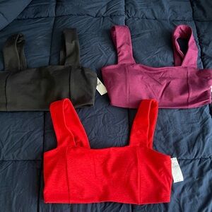 NWT old navy Set of 3 Square Neck Crop Tops - Red, Black, Plum size small